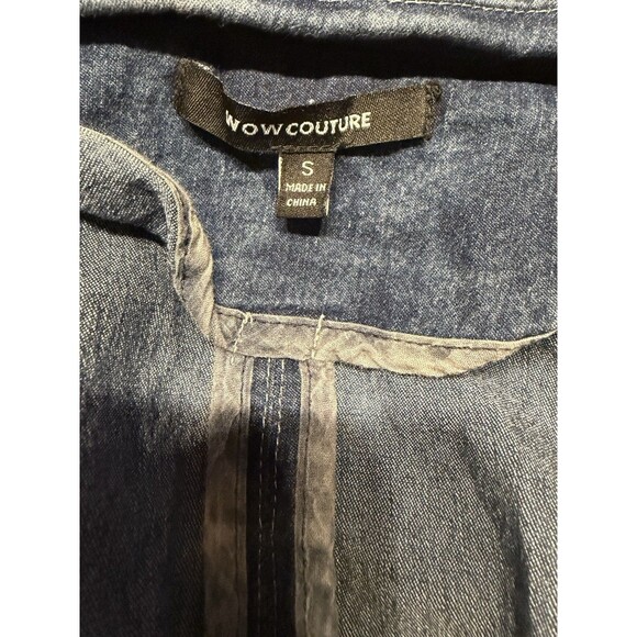 Rare Vintage Y2k Acid Wash Denim Asymmetrical Jacket Wow Couture Size S - Picture 5 of 7